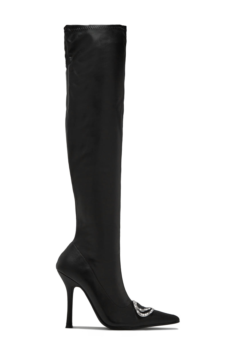 Night Is Young Over The Knee High Heel Boots - Black