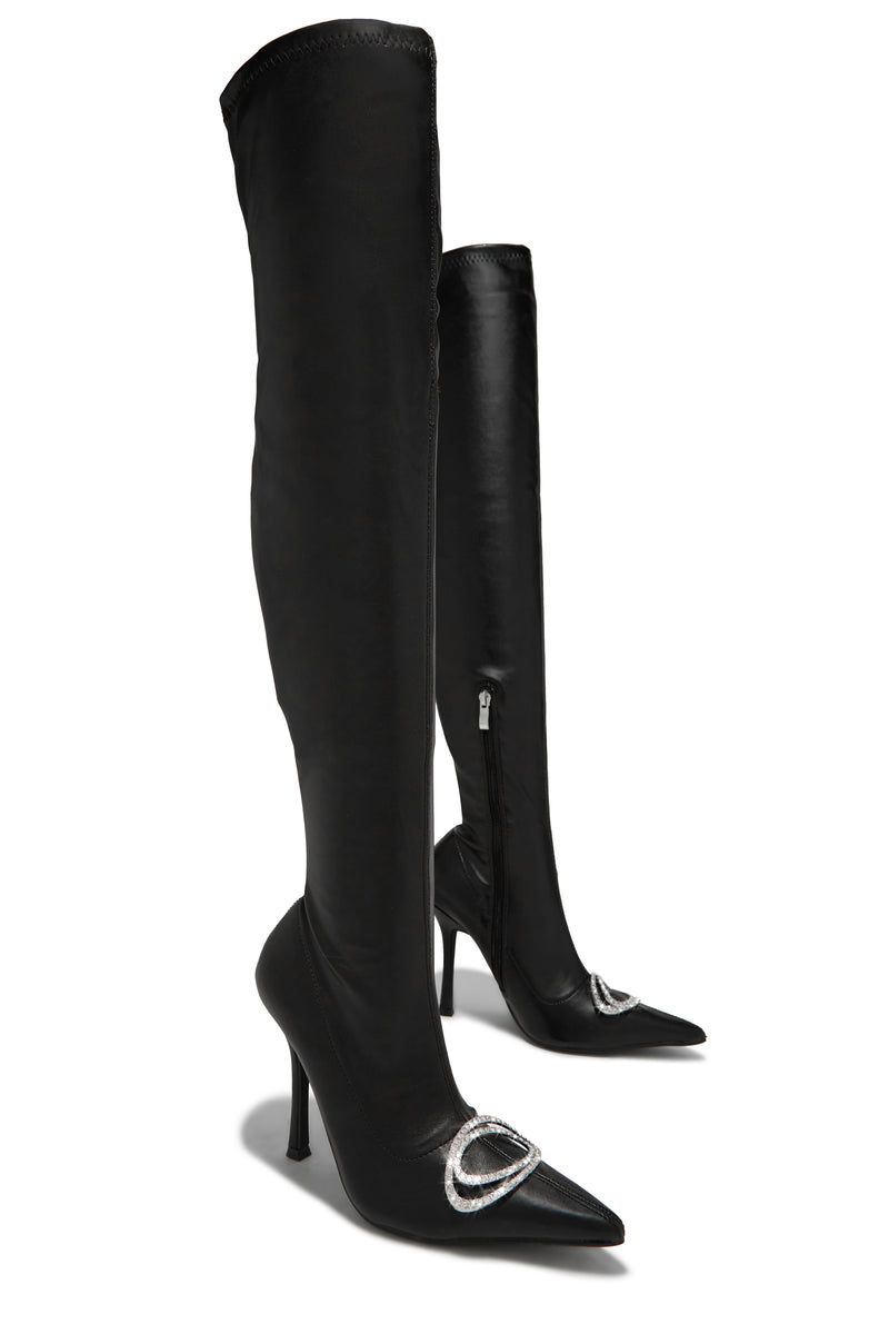 Night Is Young Over The Knee High Heel Boots - Black