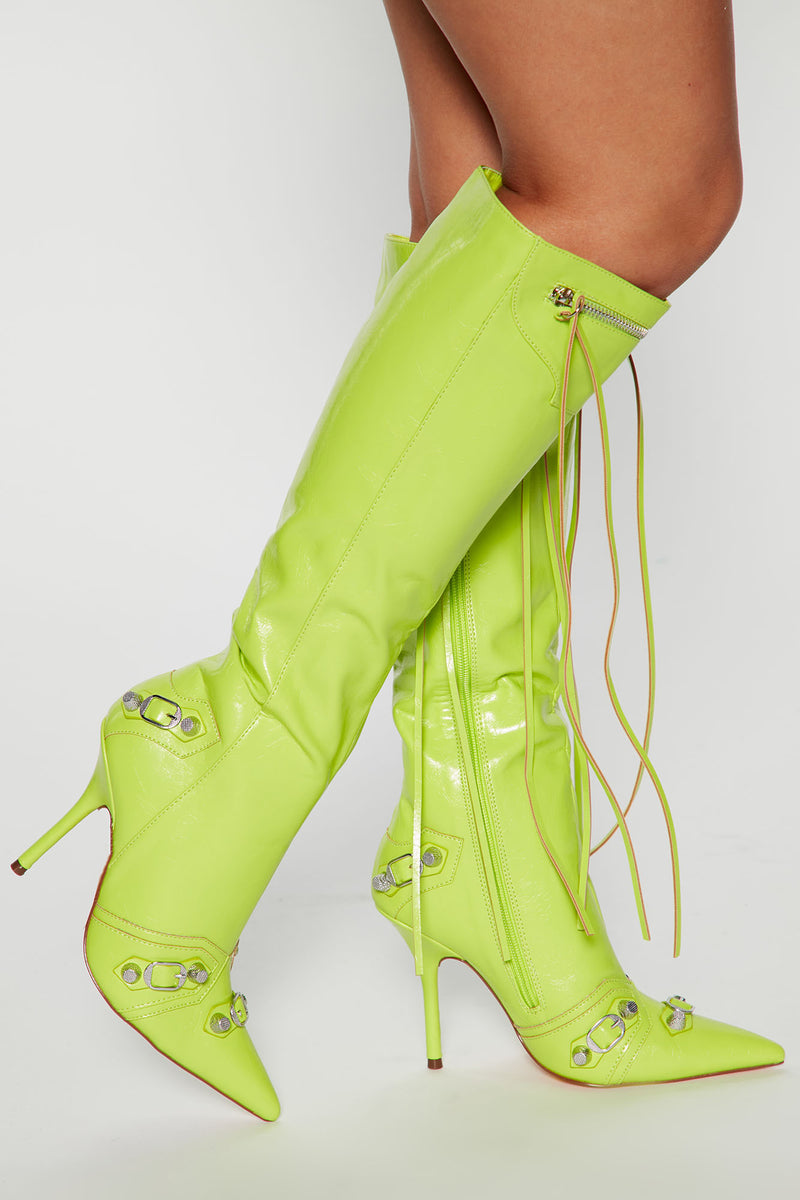Keep You Going Knee High Boots - Lime