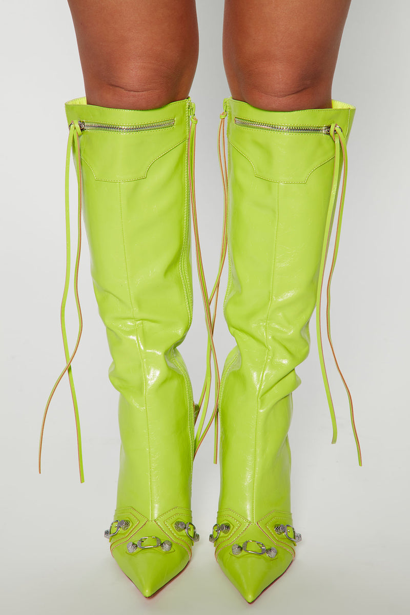 Keep You Going Knee High Boots - Lime