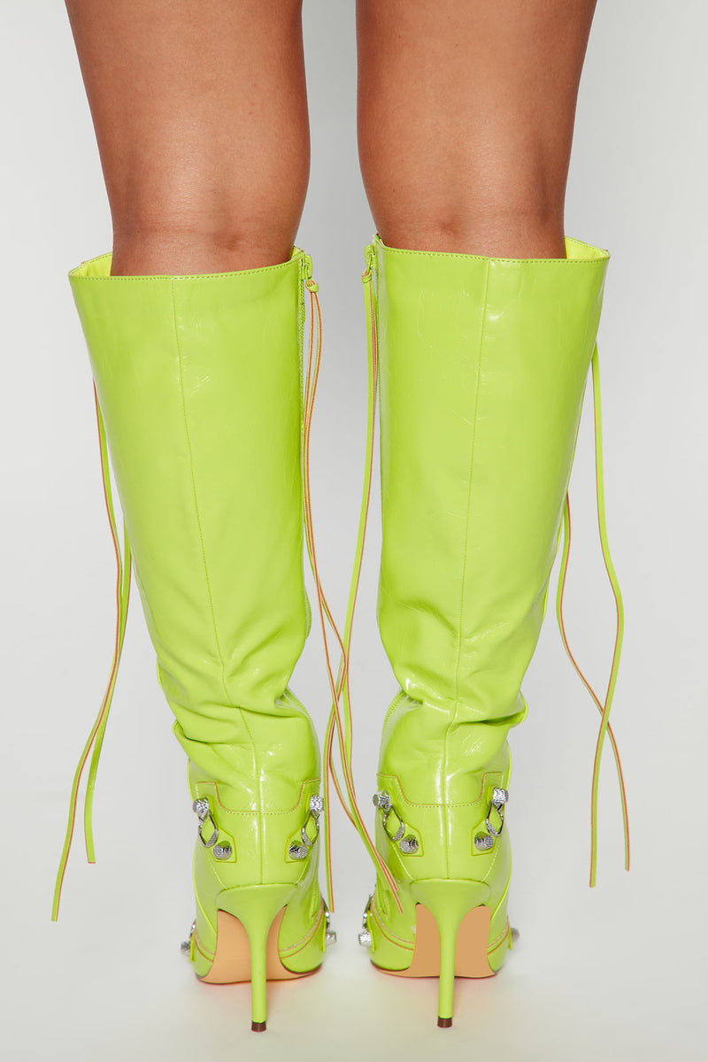Keep You Going Knee High Boots - Lime