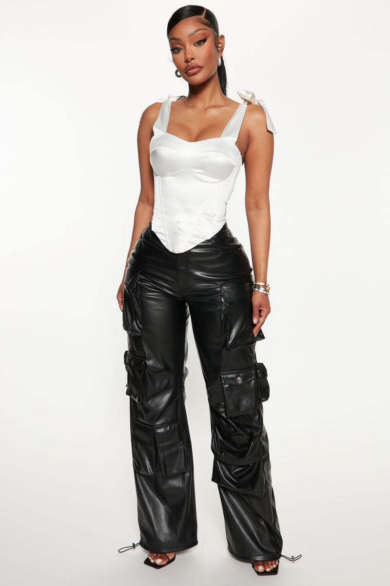 Talita Satin Corset Top - White