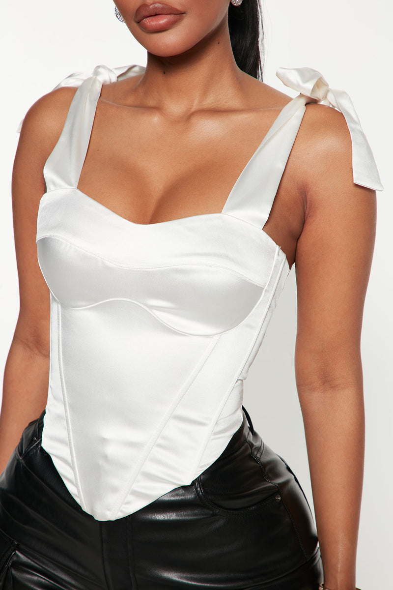 Talita Satin Corset Top - White