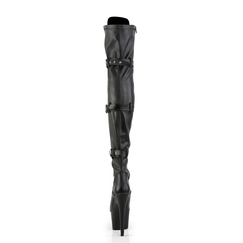 ADORE-3028 Pleaser 7 Inch Heel Black Pole Dancer Kinky Thigh High Boots