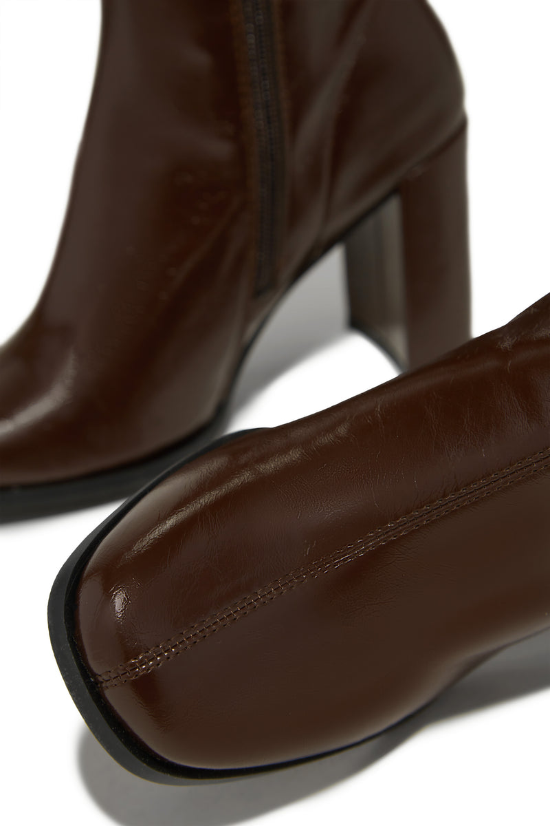 Rylee Block Heel Knee High Boots - Brown