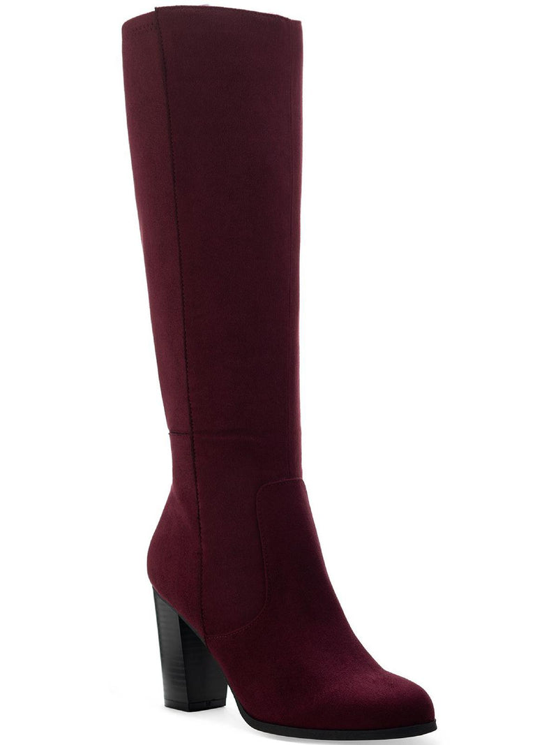 Addyy Womens Faux Suede Block Heel Knee-High Boots