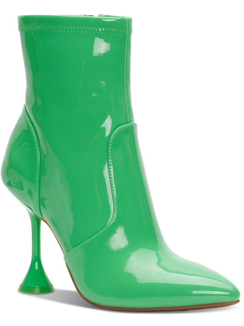 Ibrina Womens Faux Leather Pointed Toe Ankle Boots