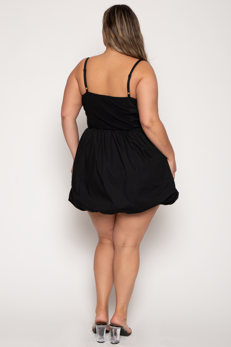 Plus Size Zofia Bubble  Mini Dress -Black