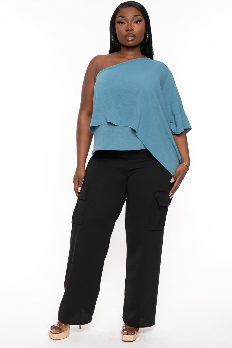 Plus Size Amy Pull Up Cargo Pants - Black