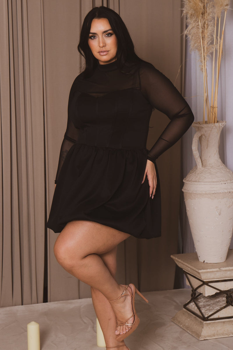 Plus Size Eleanora Bubble Mini Dress - Black