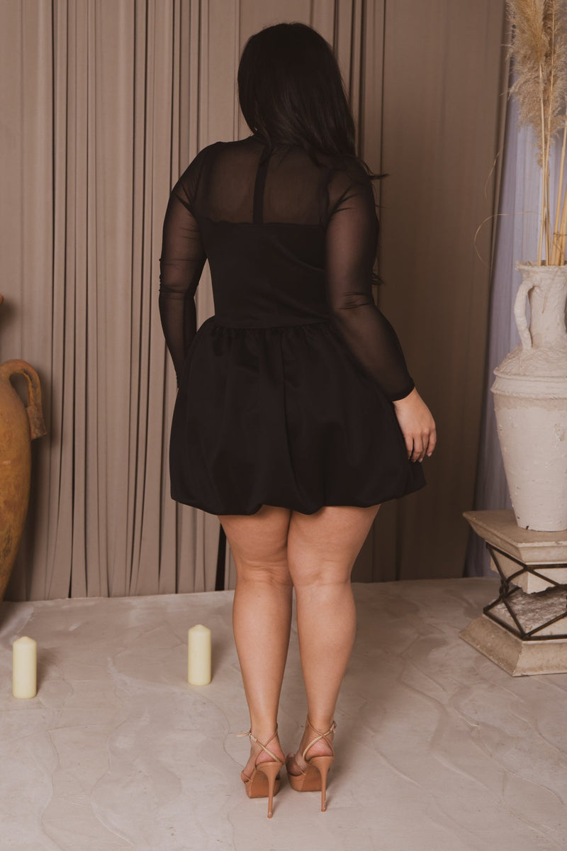 Plus Size Eleanora Bubble Mini Dress - Black
