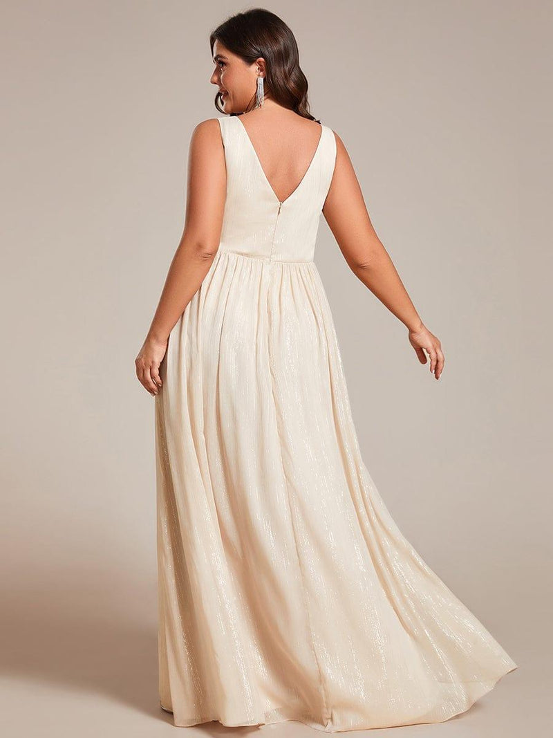 pretty ALAIYA|Plus Size V-Neck Sleeveless Glitter A-Line Formal Dress