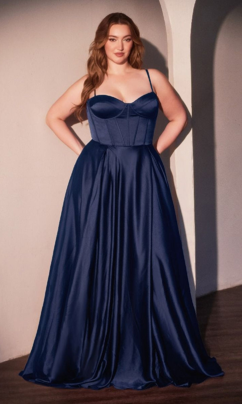 Plus-Size Long A-Line Prom Dress: Ladivine CLCD337C
