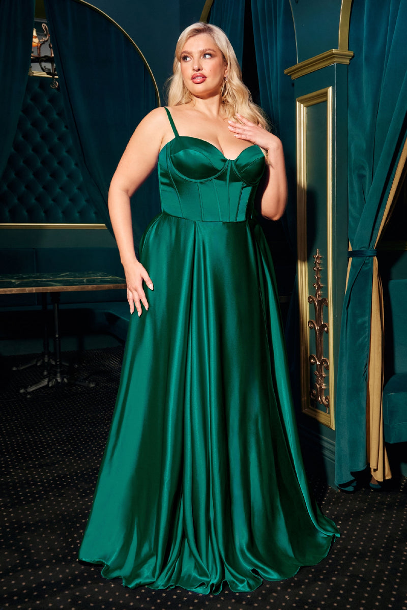 Plus-Size Long A-Line Prom Dress: Ladivine CLCD337C