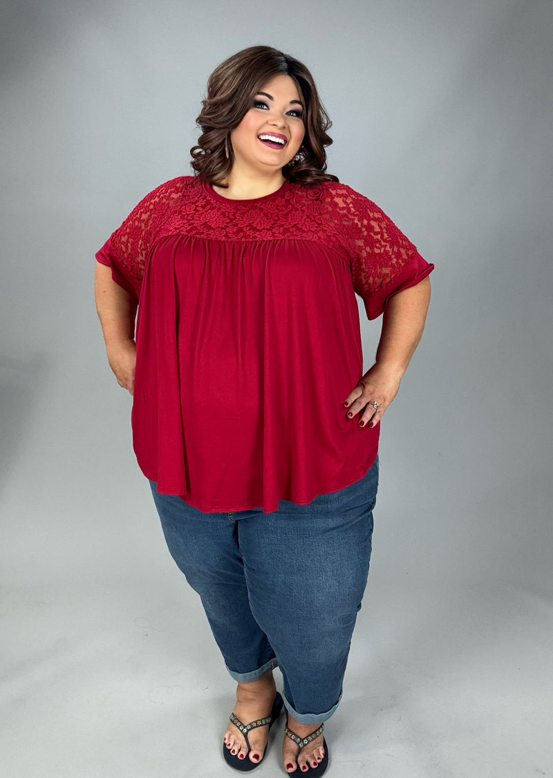 44 SSS {In The Details} Red Floral Lace Babydoll Tunic CURVY BRAND EXTENDED PLUS SIZE 3X 4X 5X 6X