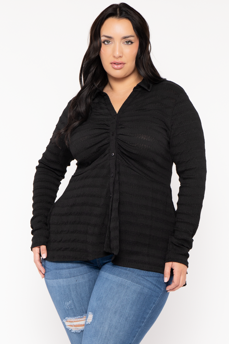 Plus Size Linda Hi -Low  Top - Black