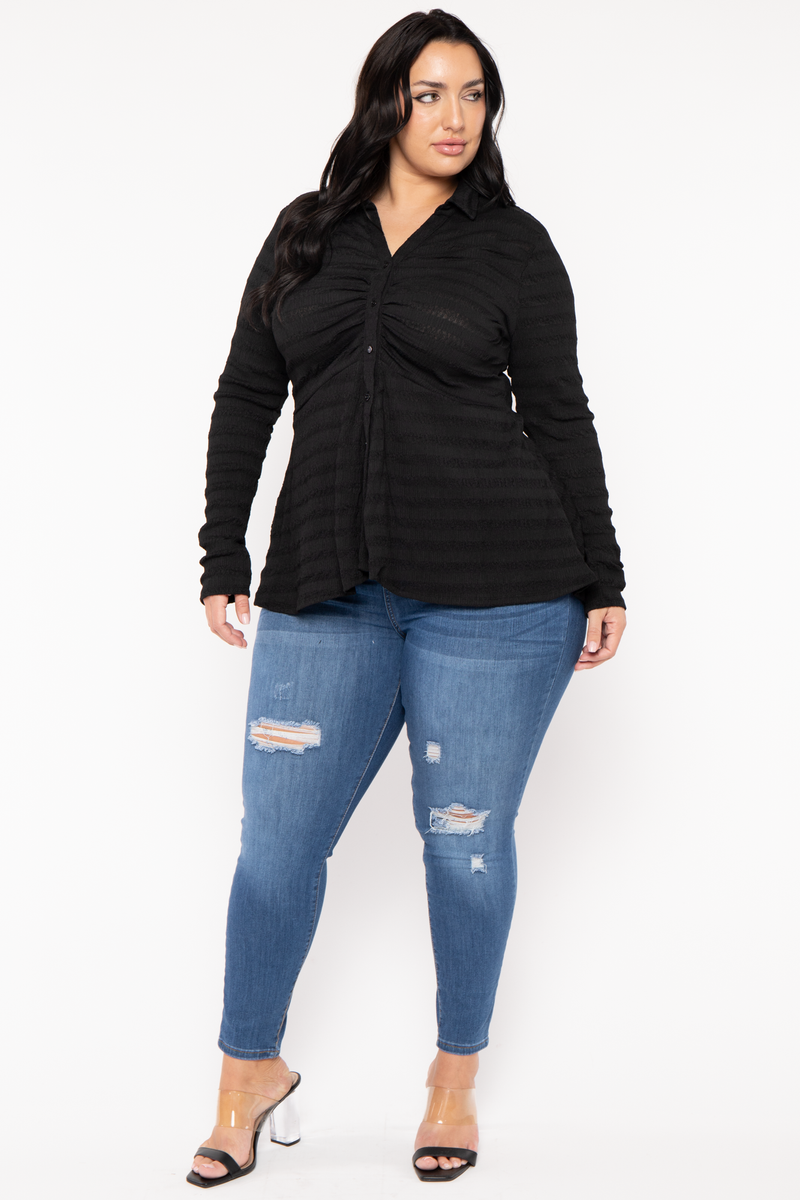Plus Size Linda Hi -Low  Top - Black