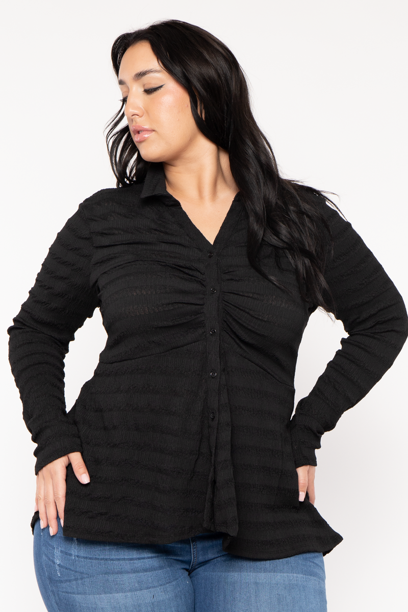 Plus Size Linda Hi -Low  Top - Black