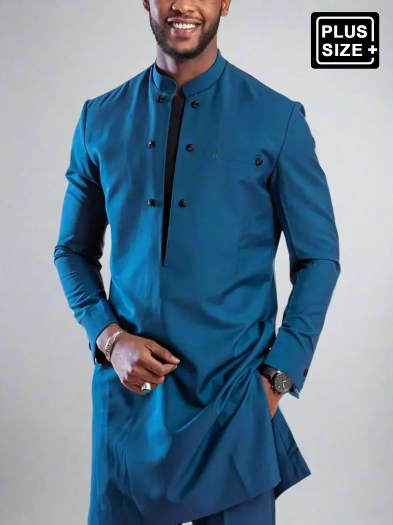 Plus Size Formal Color-blocking Men's Set