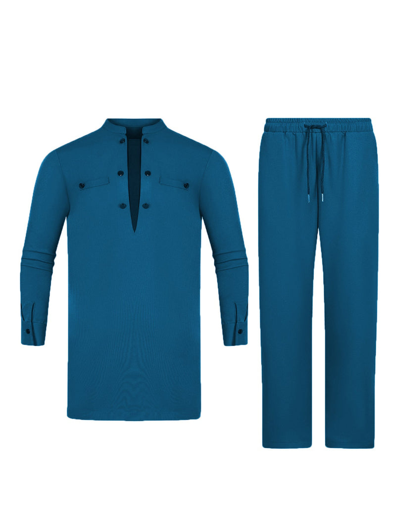 Plus Size Formal Color-blocking Men's Set