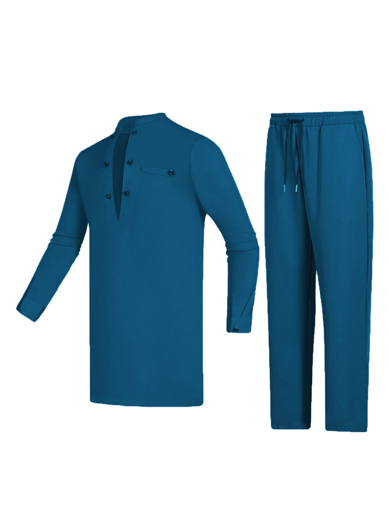 Plus Size Formal Color-blocking Men's Set