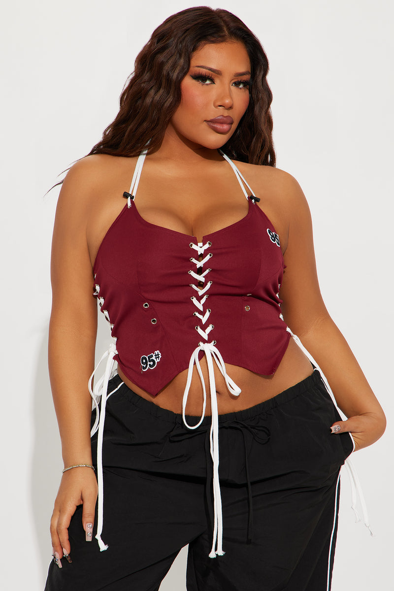 Let Me Remind You Corset Top - Burgundy