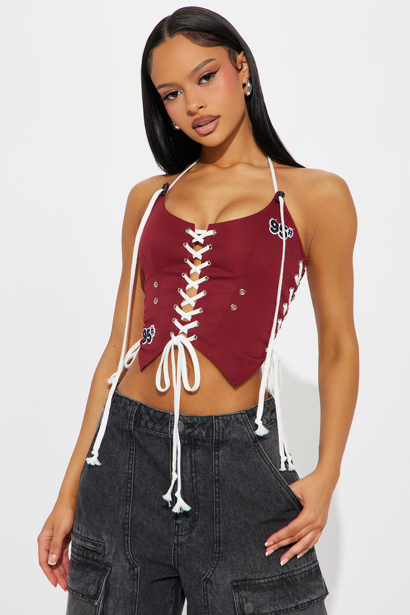 Let Me Remind You Corset Top - Burgundy