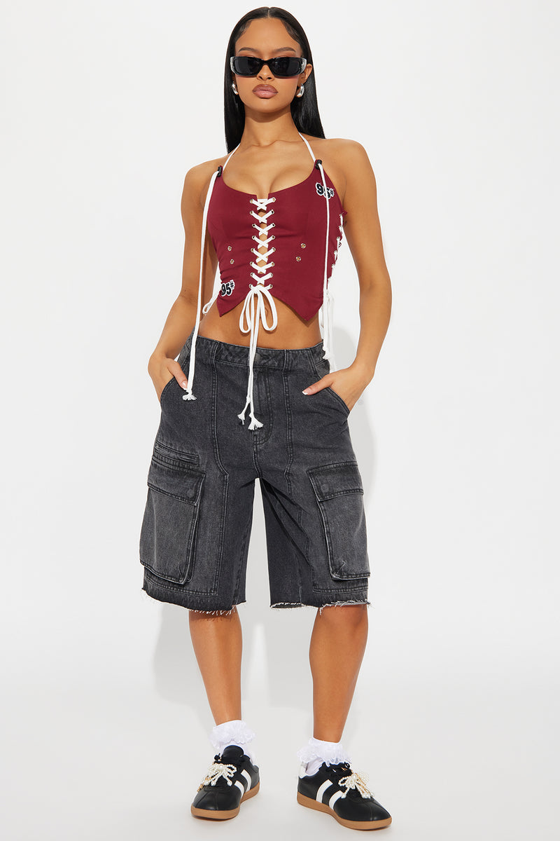 Let Me Remind You Corset Top - Burgundy