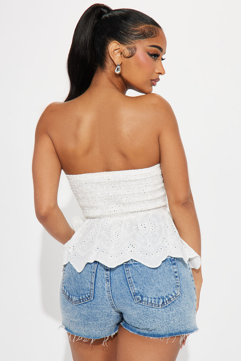 Sally Eyelet Corset Top - White
