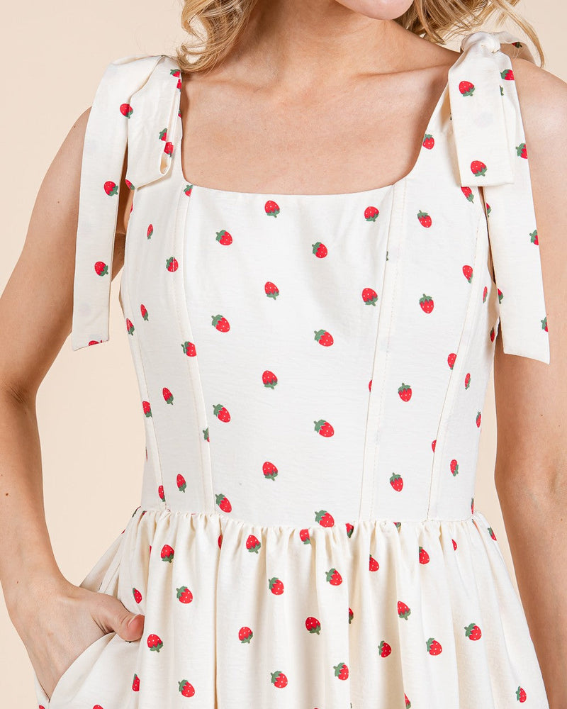 Plus Size Strawberry Tiered Midi Sundress