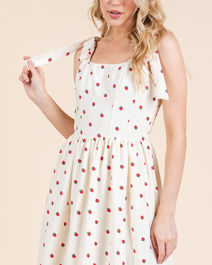 Plus Size Strawberry Tiered Midi Sundress