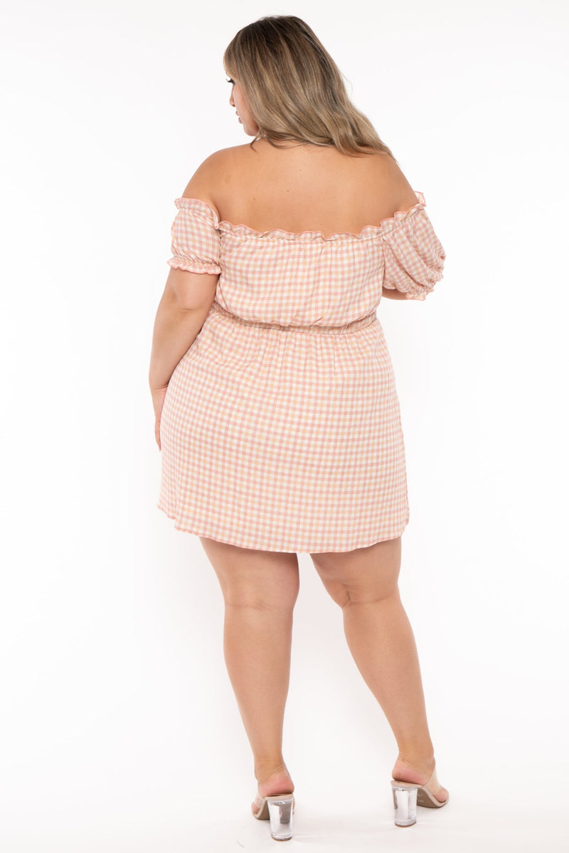 Plus Size Adella Printed  Lace Up  Dress- Pink