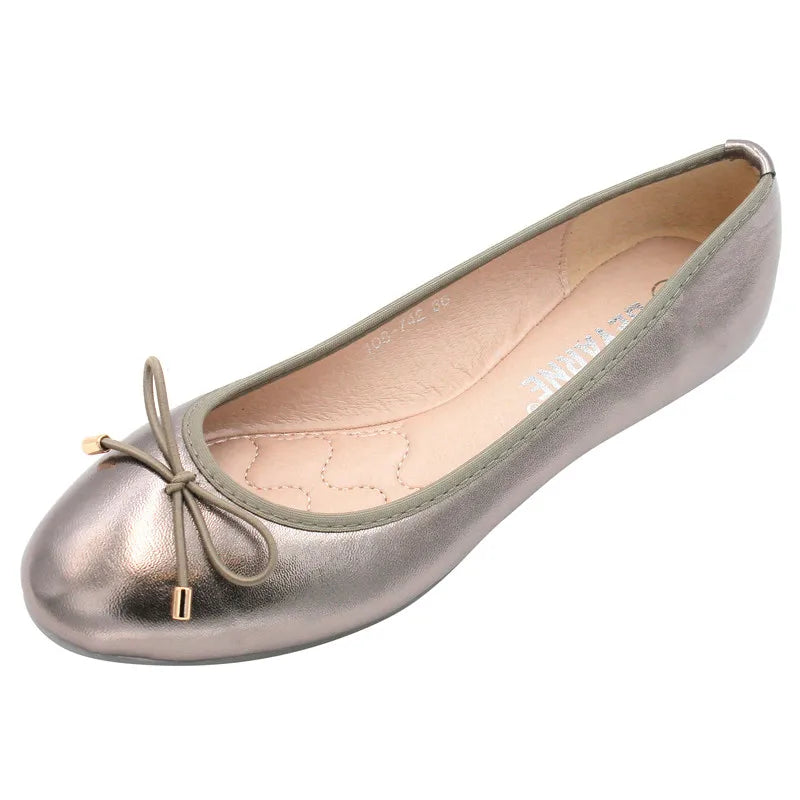 Flats for Women Casual Shoes Women Flats Soft Ladies Boat Shoes Slip-on Woman Ballet Flats Black Gold Grey Plus Size 42 YX1375