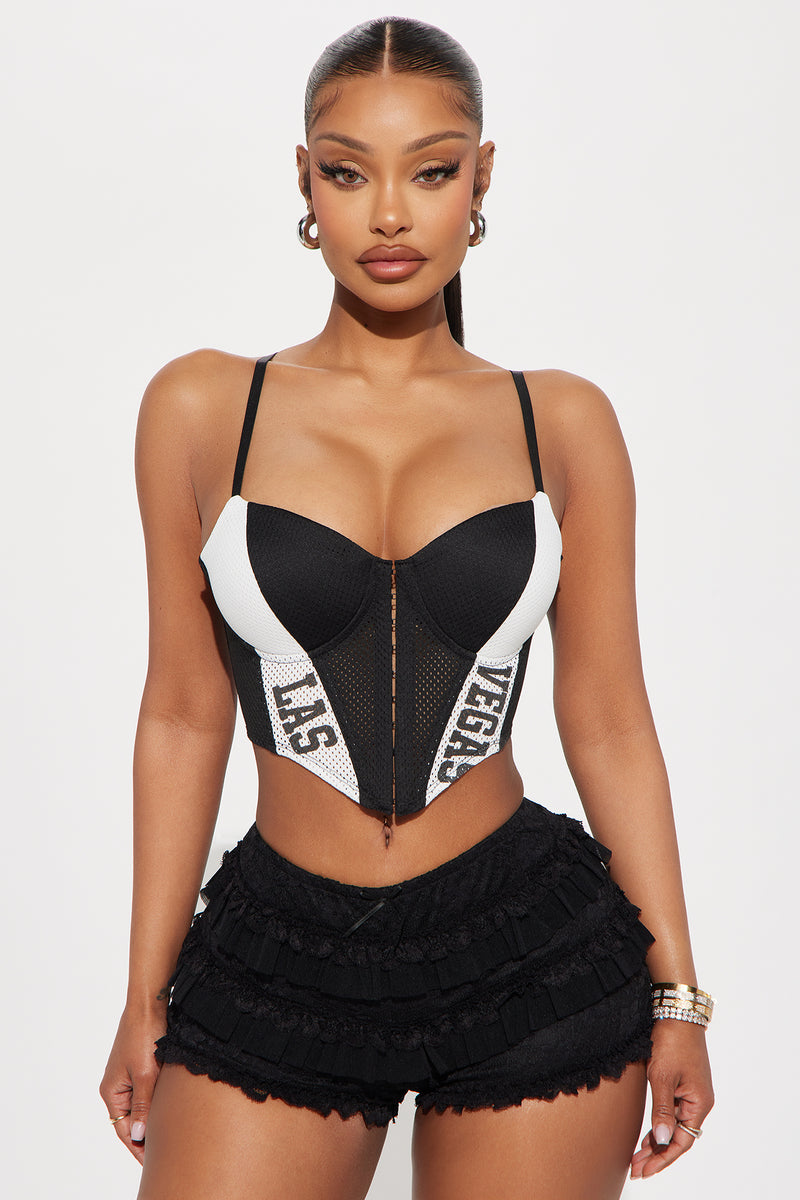 Las Vegas Striped Corset Top - Black/White