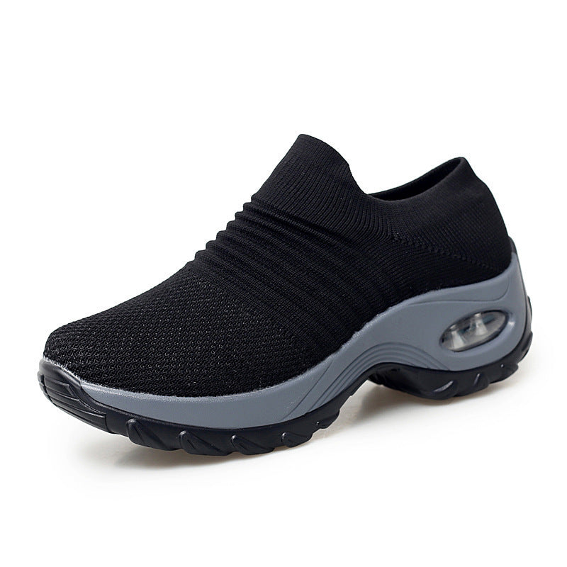Wedge heel plus size knitted air cushion shoes