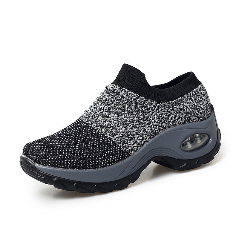 Wedge heel plus size knitted air cushion shoes