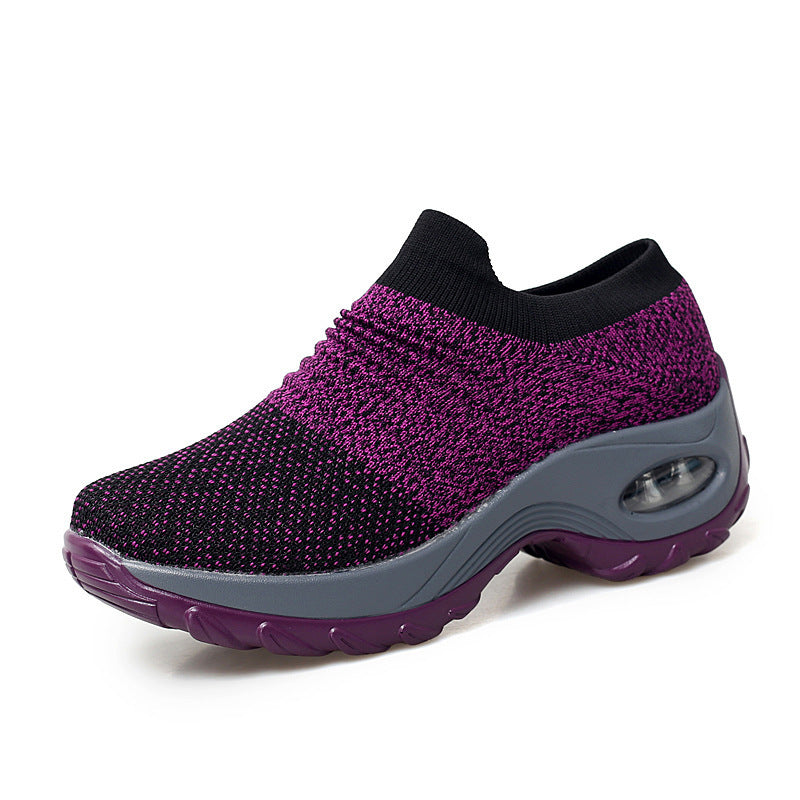 Wedge heel plus size knitted air cushion shoes
