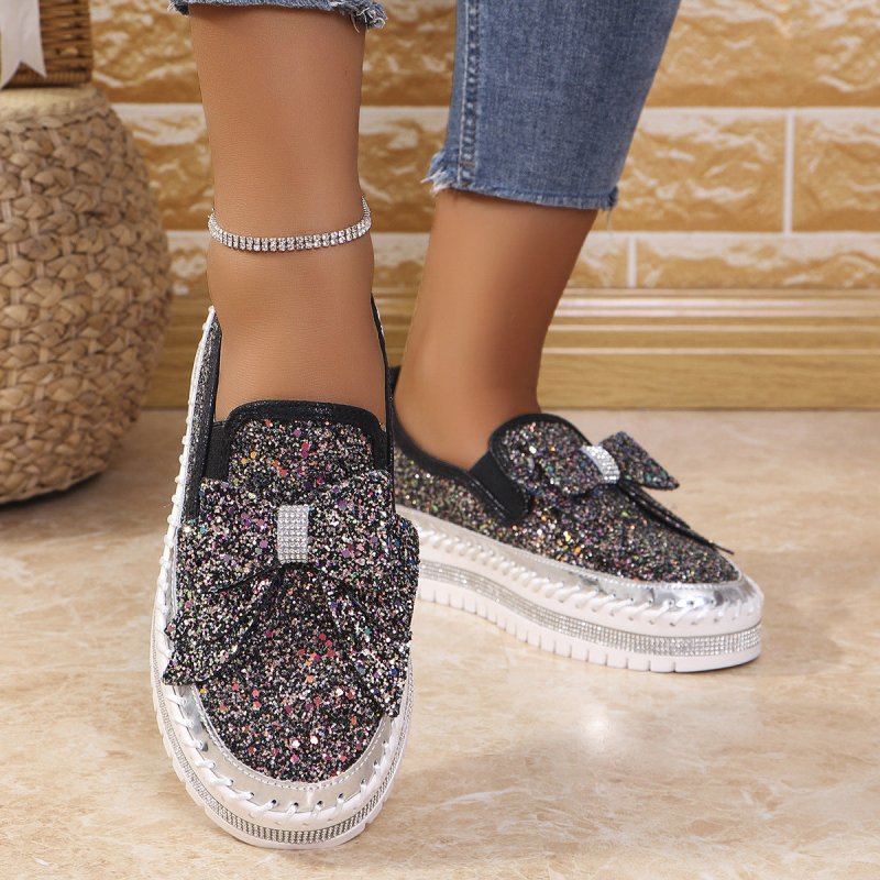 Plus Size Rhinestone Platform Loafers Women