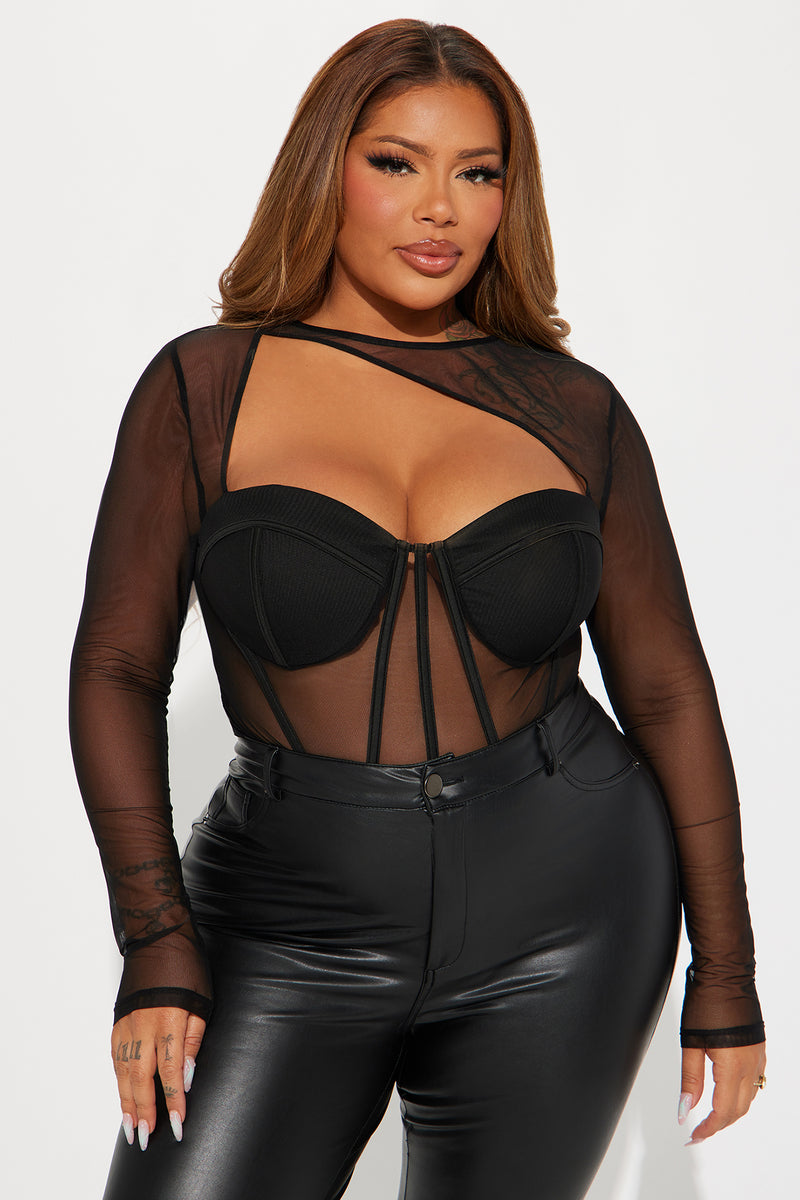Madeline Mesh Corset Top - Black