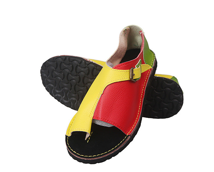 Flat Buckle Round Toe Closure Ladies Plus Size Sandals