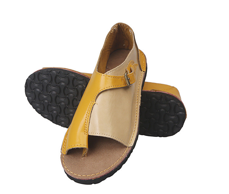Flat Buckle Round Toe Closure Ladies Plus Size Sandals