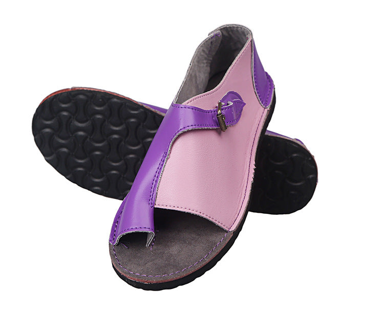 Flat Buckle Round Toe Closure Ladies Plus Size Sandals