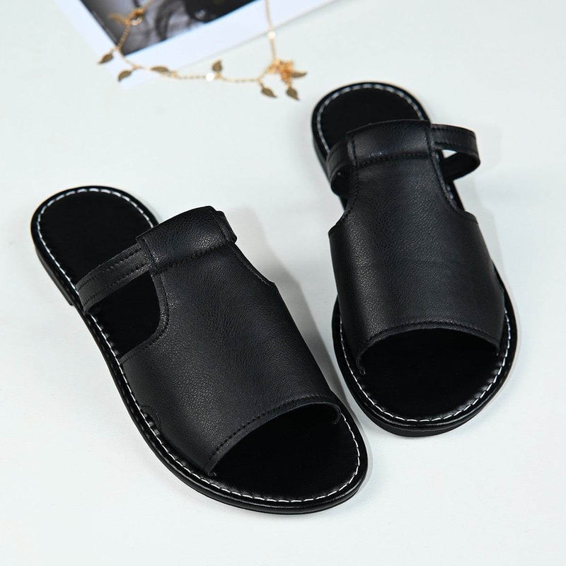 Buycenter Plus Size Women's PU Flat Sandals - Breathable & Quick Drying