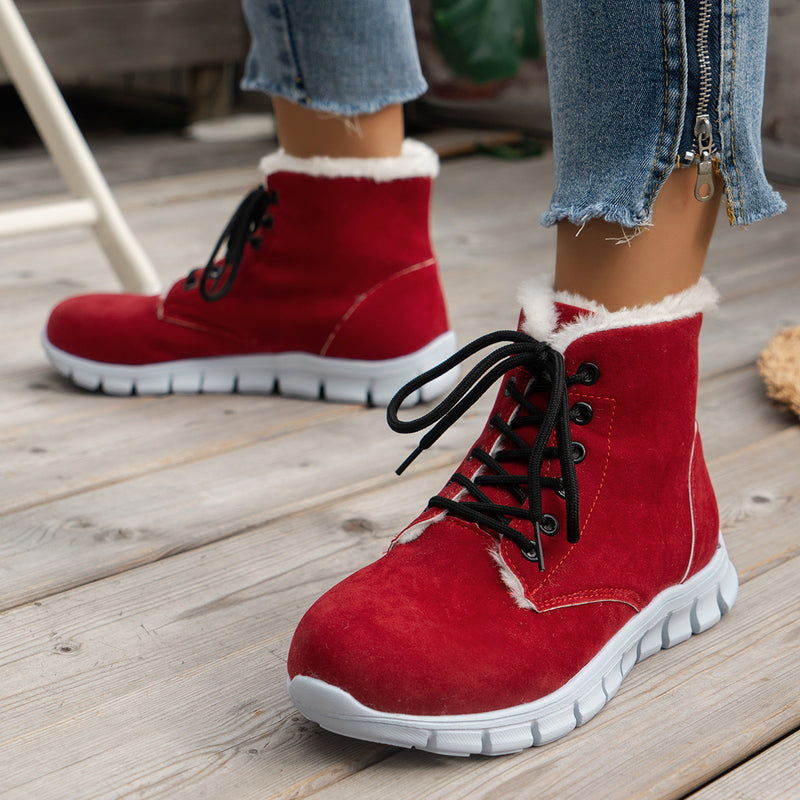 Women's Plus Size Fashionable Flat Plush Boots - Stylish and Comfortable Footwear
