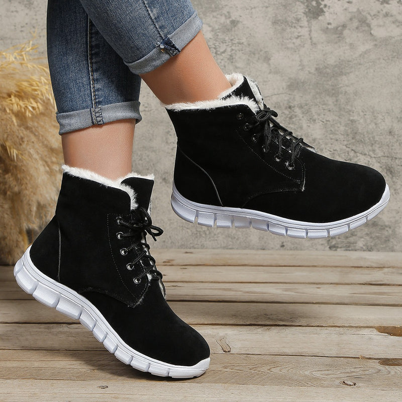 Women's Plus Size Fashionable Flat Plush Boots - Stylish and Comfortable Footwear