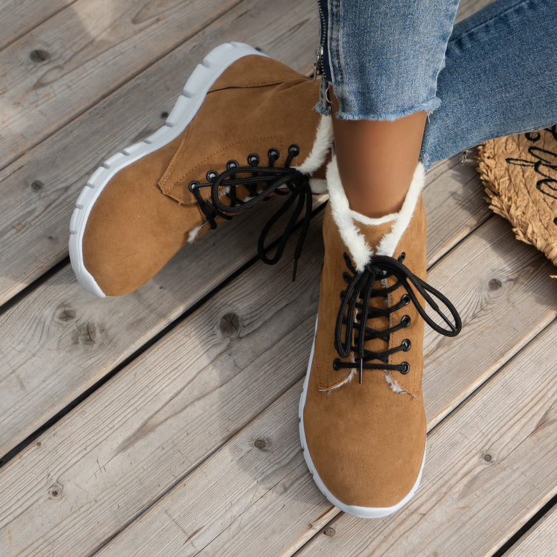 Women's Plus Size Fashionable Flat Plush Boots - Stylish and Comfortable Footwear