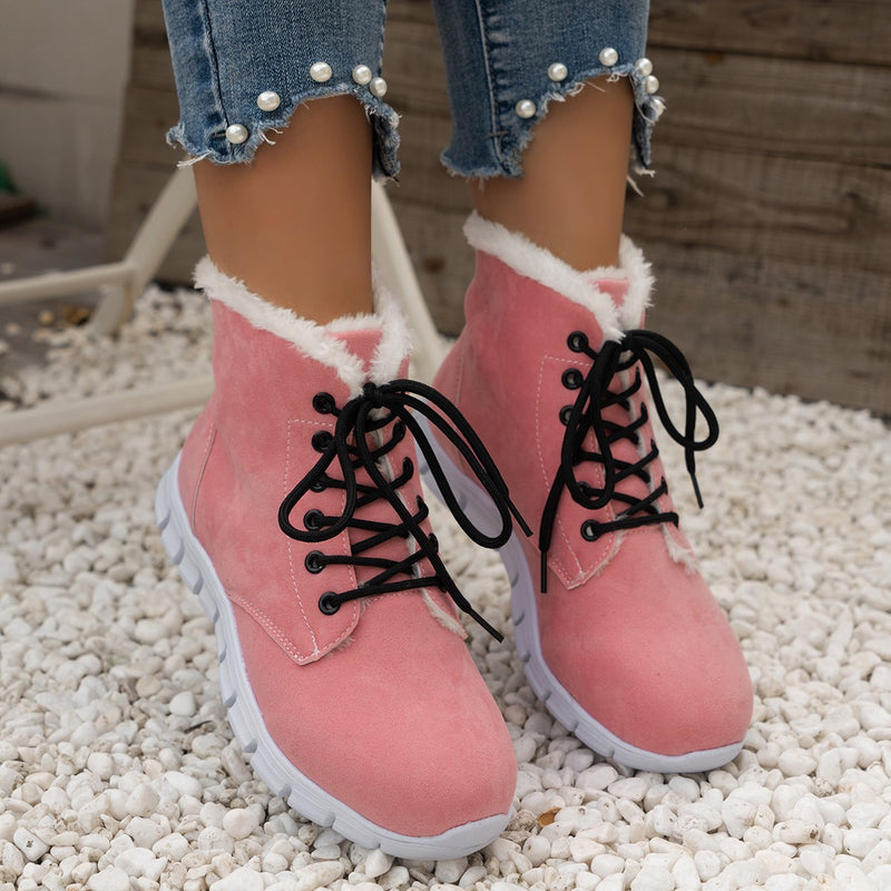 Women's Plus Size Fashionable Flat Plush Boots - Stylish and Comfortable Footwear