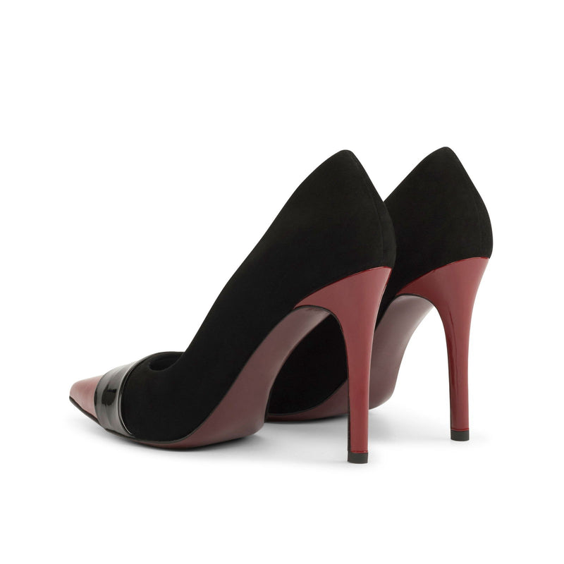 Women's Milan Pointed Toe Leather Heels Wide Plus Size Luxury Black Passion Red 4912