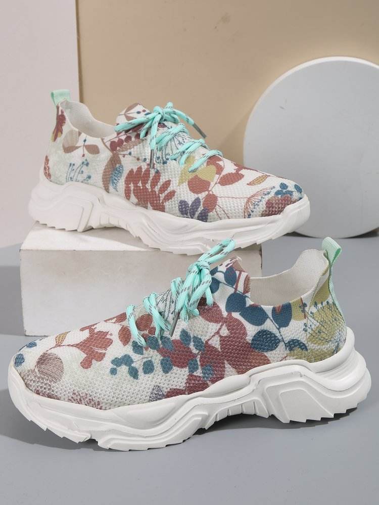 Casual Flower Sports Shoes for Women - Stylish Comfort & Plus Sizes