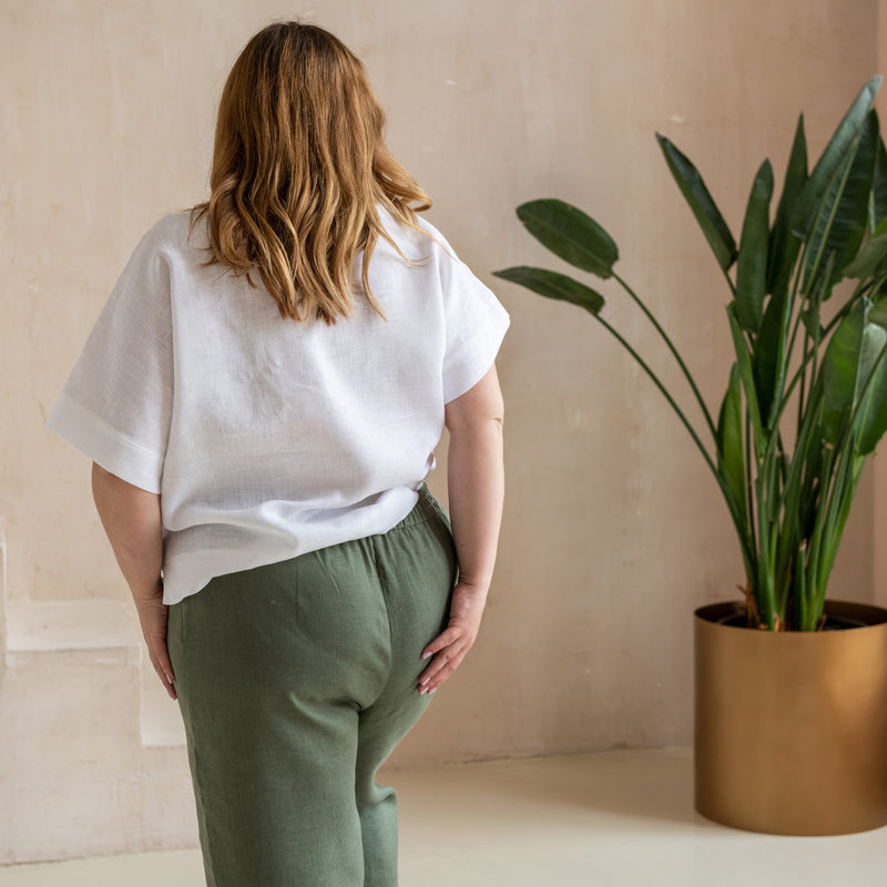 High Rise Linen Wide-Leg Pants - Plus Size Linen Pants - Plus Size Women's Clothing